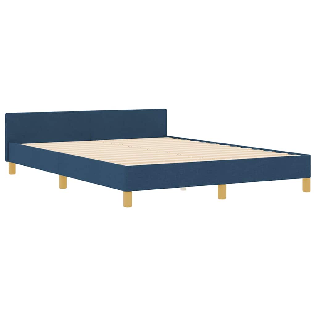 Bedframe met hoofdeinde Blauw 160 x 200 cm Stof is nu te koop bij PeponiXL, paradijselijk wonen!