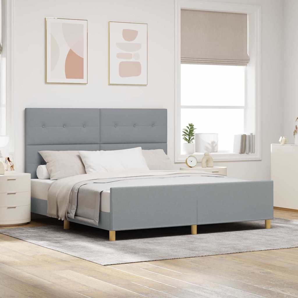 Bedframe met hoofdeinde Lichtgrijs 180 x 200 cm Stof is nu te koop bij PeponiXL, paradijselijk wonen!