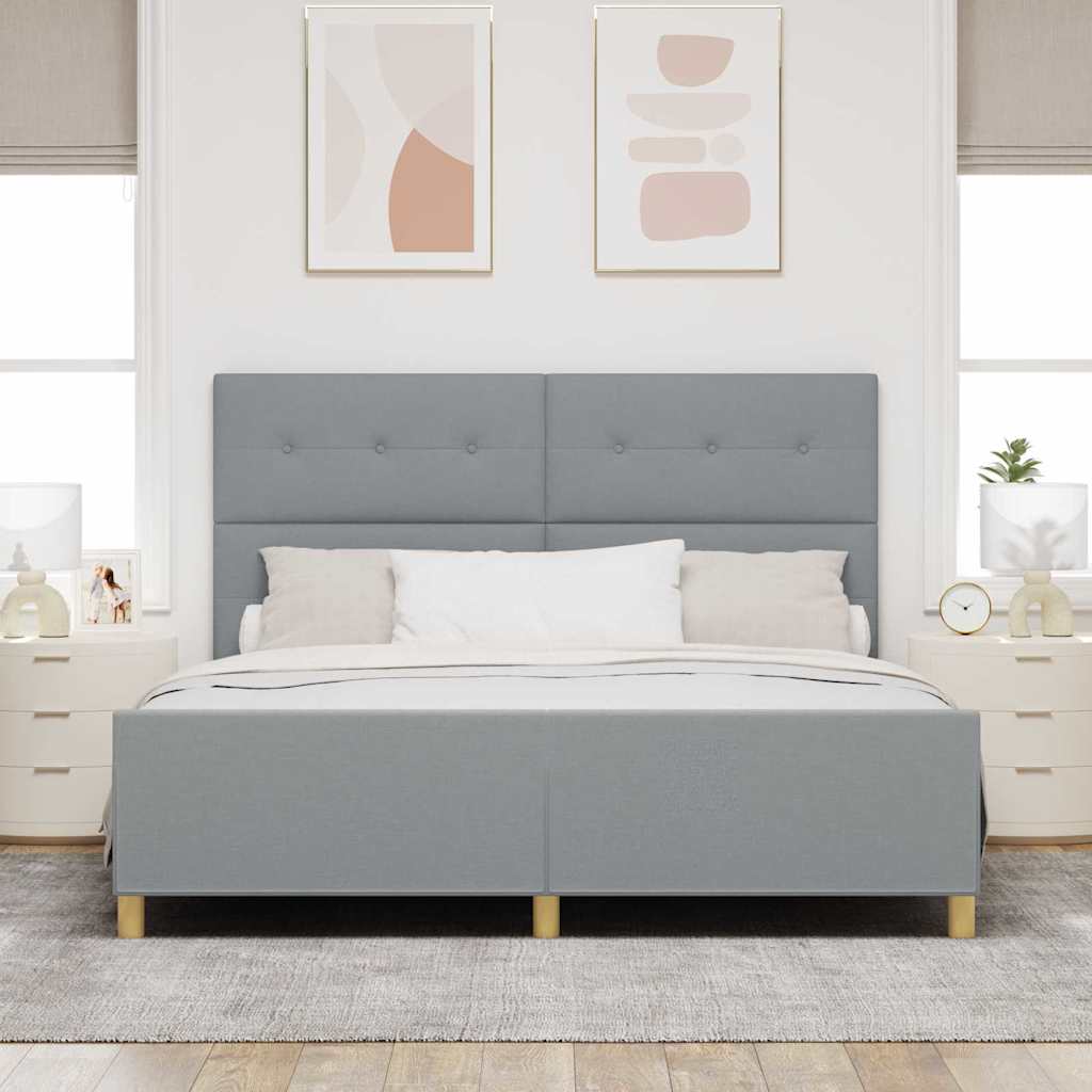 Bedframe met hoofdeinde Lichtgrijs 180 x 200 cm Stof is nu te koop bij PeponiXL, paradijselijk wonen!