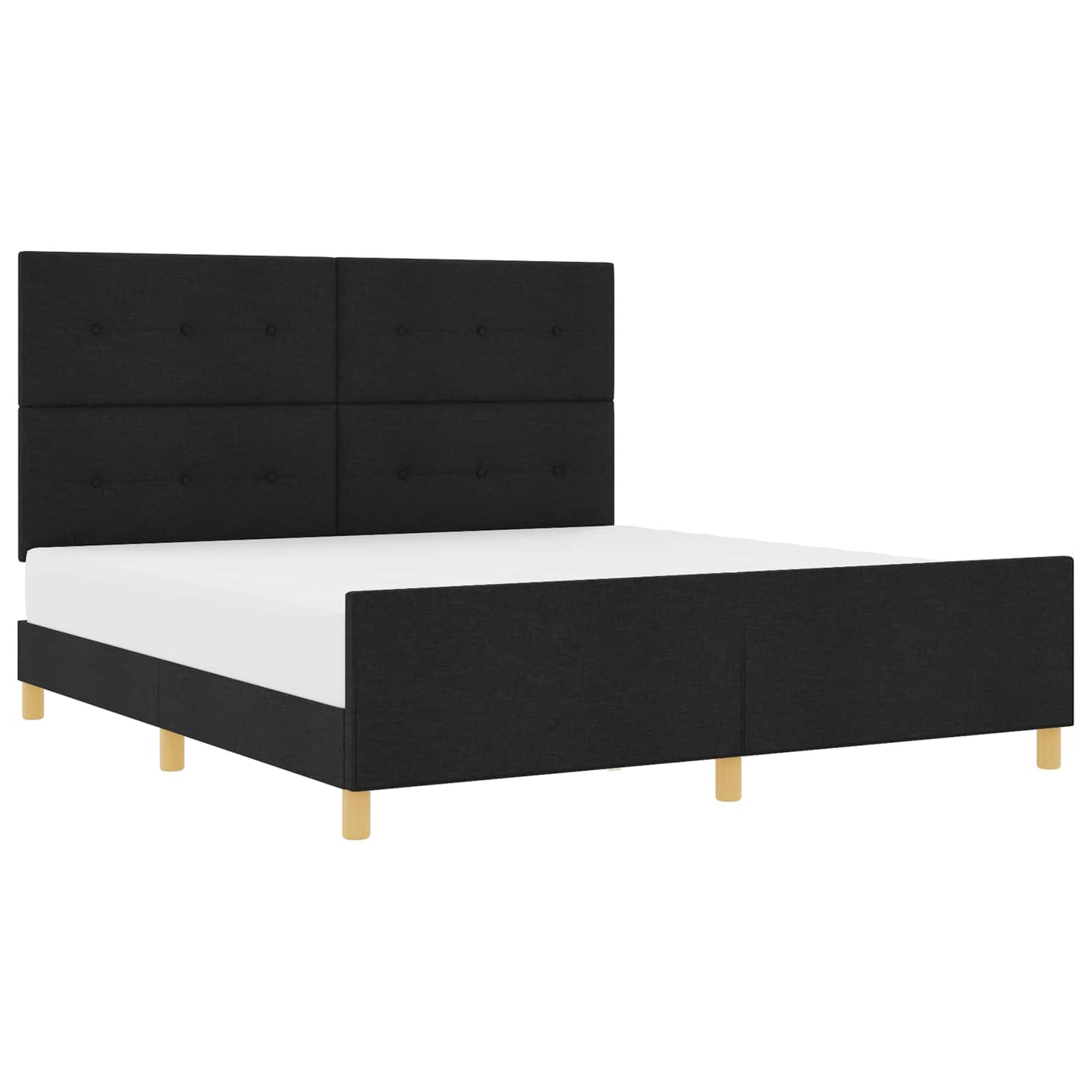Bedframe met hoofdeinde Zwart 180 x 200 cm Stof is nu te koop bij PeponiXL, paradijselijk wonen!