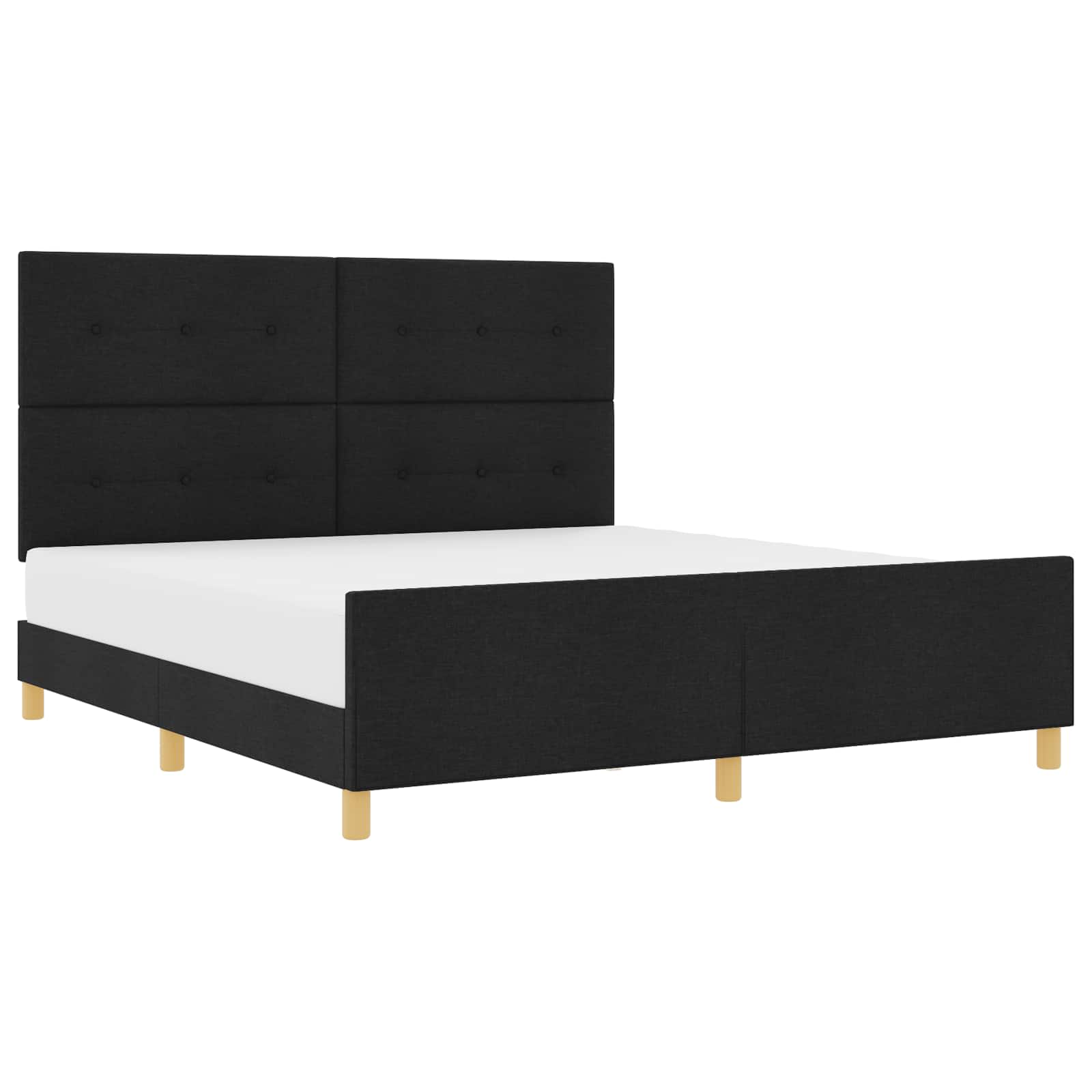 Bedframe met hoofdeinde Zwart 180 x 200 cm Stof is nu te koop bij PeponiXL, paradijselijk wonen!