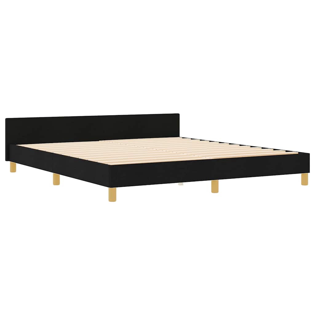 Bedframe met hoofdeinde Zwart 180 x 200 cm Stof is nu te koop bij PeponiXL, paradijselijk wonen!