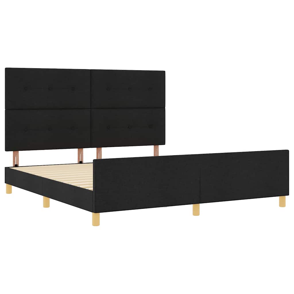 Bedframe met hoofdeinde Zwart 180 x 200 cm Stof is nu te koop bij PeponiXL, paradijselijk wonen!