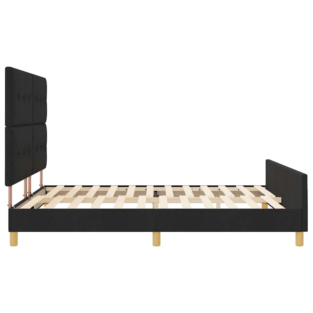 Bedframe met hoofdeinde Zwart 180 x 200 cm Stof is nu te koop bij PeponiXL, paradijselijk wonen!
