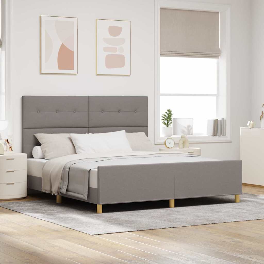 Bedframe met hoofdeinde Taupe 180 x 200 cm Stof is nu te koop bij PeponiXL, paradijselijk wonen!