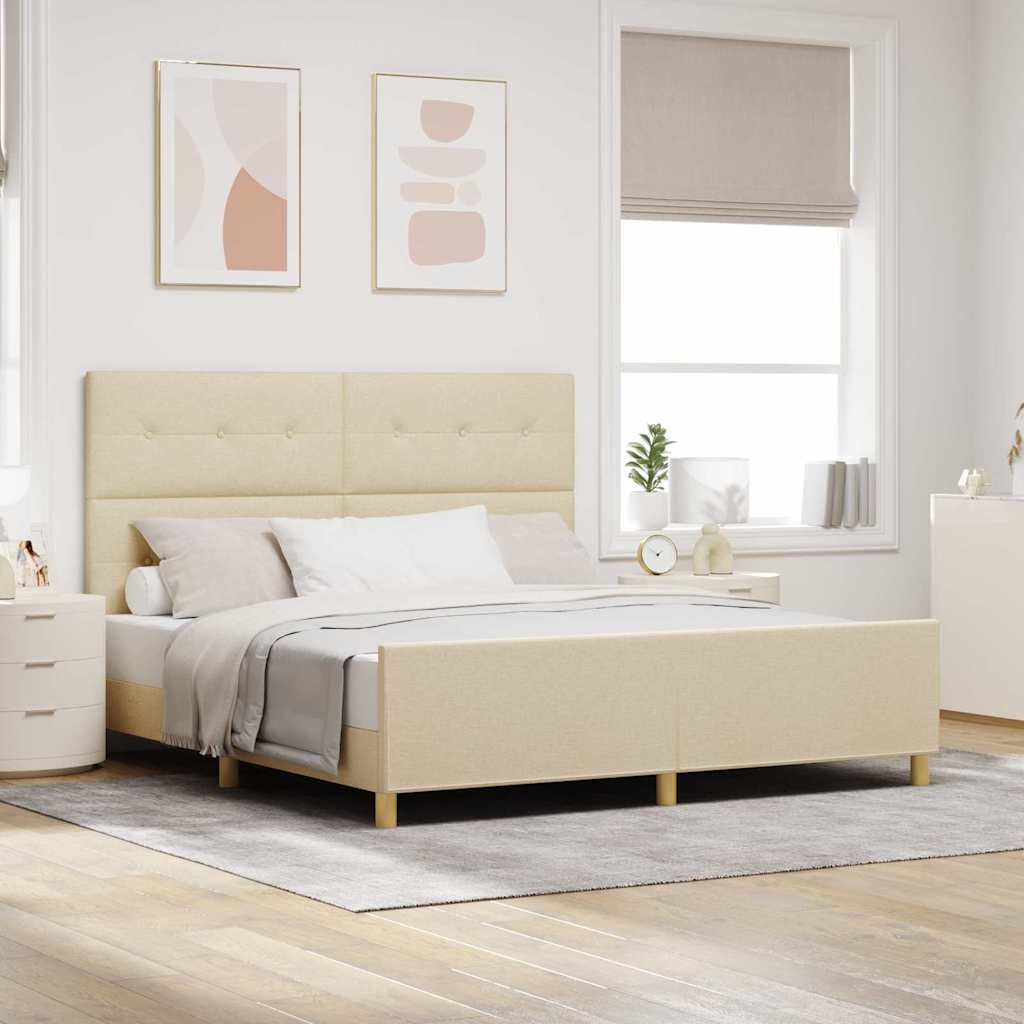 Bedframe met hoofdeinde Crème 180 x 200 cm Stof is nu te koop bij PeponiXL, paradijselijk wonen!