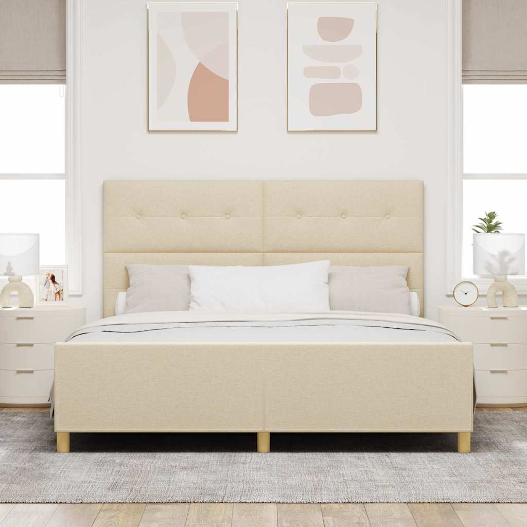 Bedframe met hoofdeinde Crème 180 x 200 cm Stof is nu te koop bij PeponiXL, paradijselijk wonen!