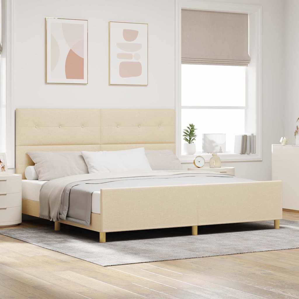 Bedframe met hoofdeinde Crème 200 x 200 cm Stof is nu te koop bij PeponiXL, paradijselijk wonen!
