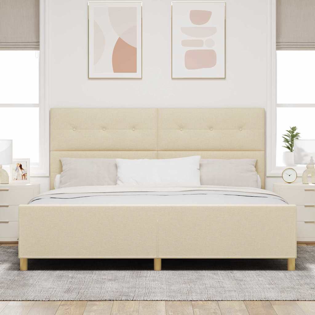 Bedframe met hoofdeinde Crème 200 x 200 cm Stof is nu te koop bij PeponiXL, paradijselijk wonen!