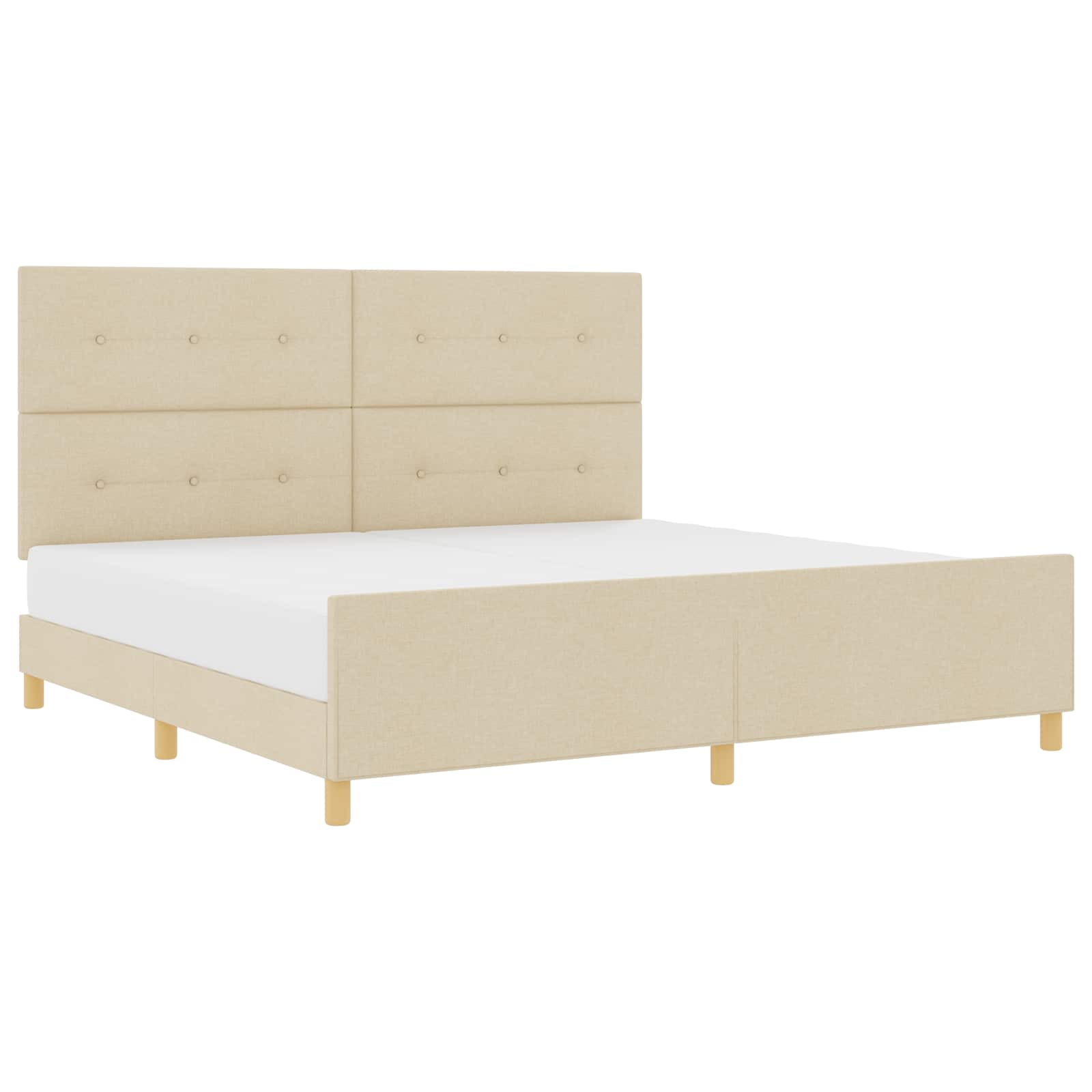 Bedframe met hoofdeinde Crème 200 x 200 cm Stof is nu te koop bij PeponiXL, paradijselijk wonen!