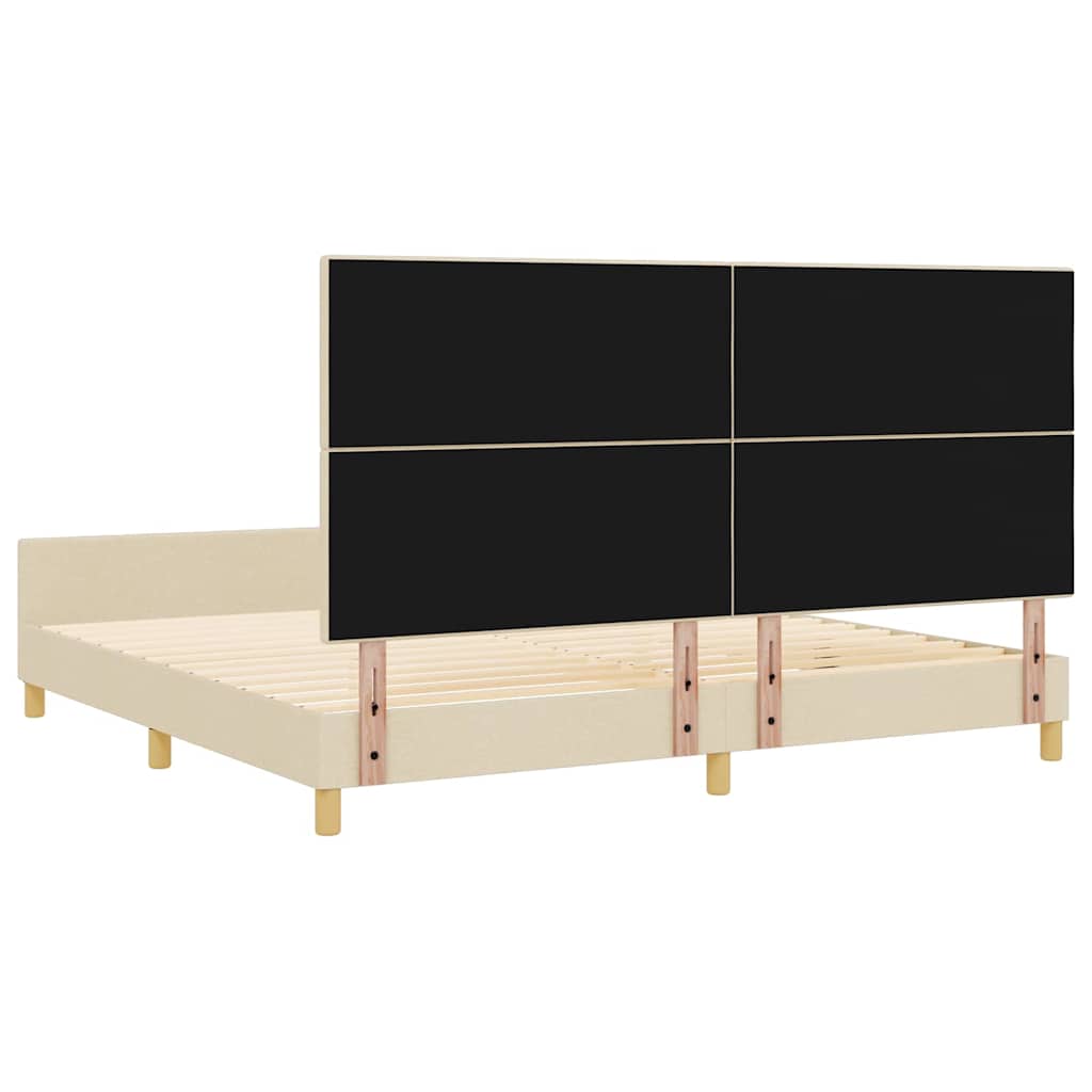 Bedframe met hoofdeinde Crème 200 x 200 cm Stof is nu te koop bij PeponiXL, paradijselijk wonen!