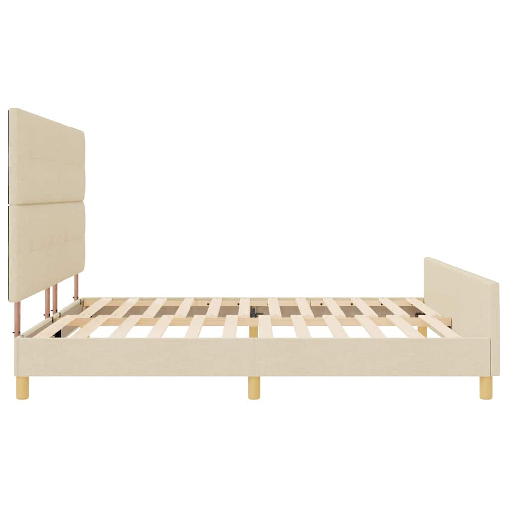 Bedframe met hoofdeinde Crème 200 x 200 cm Stof is nu te koop bij PeponiXL, paradijselijk wonen!