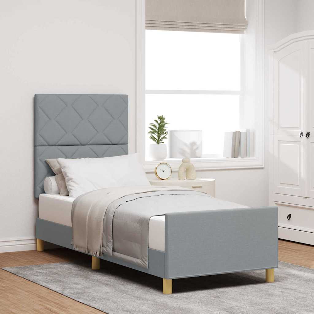 Bedframe met hoofdeinde Lichtgrijs 80 x 200 cm Stof is nu te koop bij PeponiXL, paradijselijk wonen!