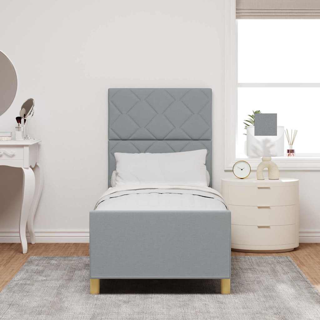 Bedframe met hoofdeinde Lichtgrijs 80 x 200 cm Stof is nu te koop bij PeponiXL, paradijselijk wonen!