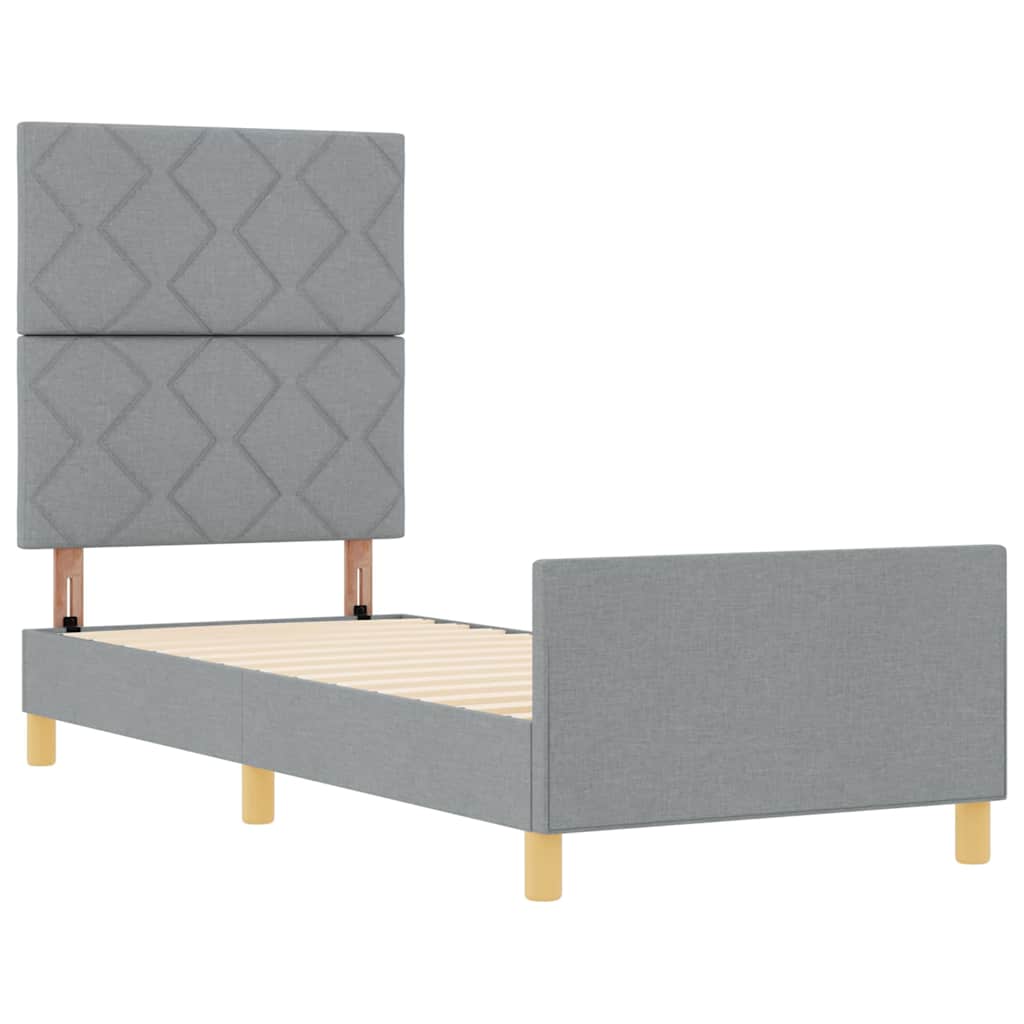 Bedframe met hoofdeinde Lichtgrijs 80 x 200 cm Stof is nu te koop bij PeponiXL, paradijselijk wonen!