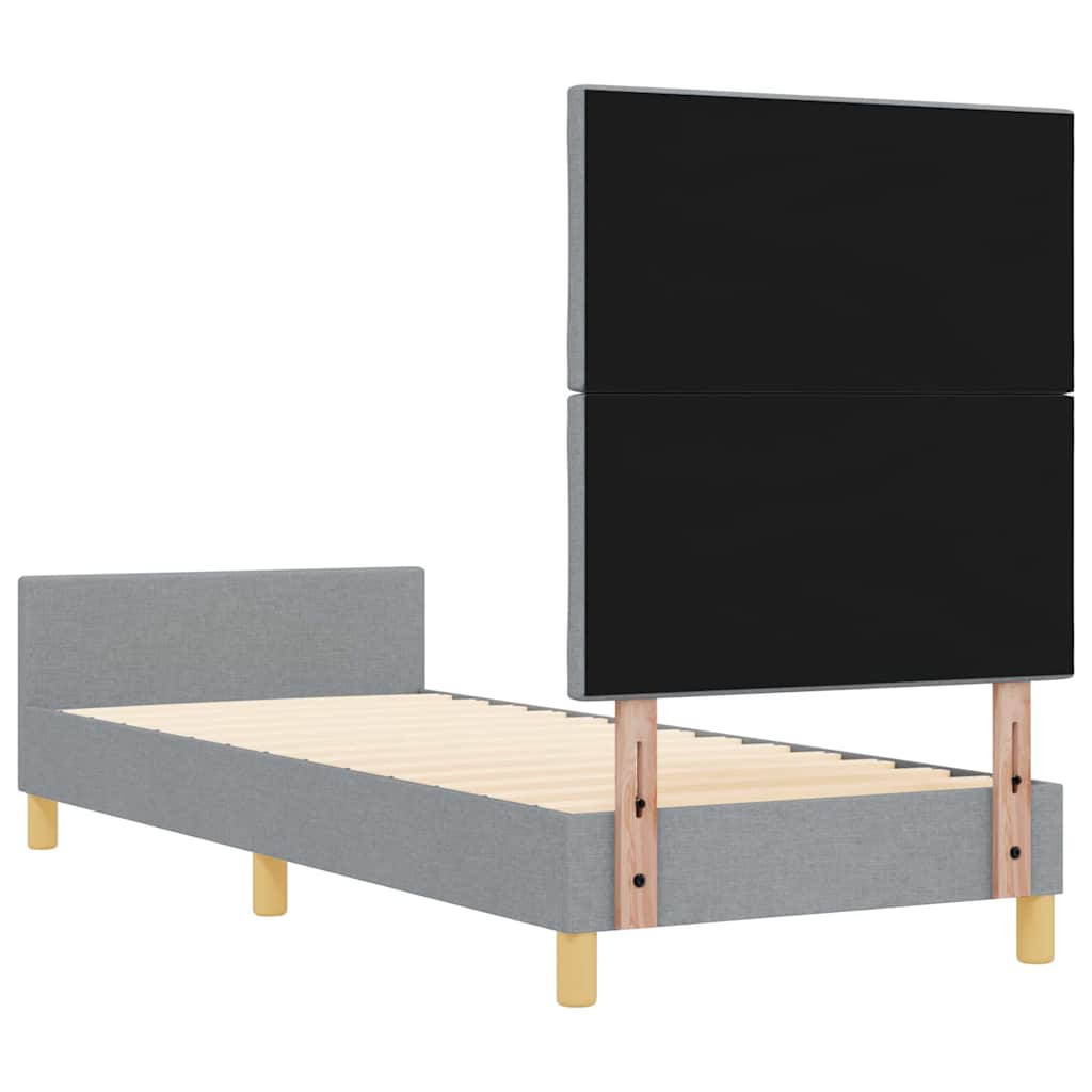 Bedframe met hoofdeinde Lichtgrijs 80 x 200 cm Stof is nu te koop bij PeponiXL, paradijselijk wonen!