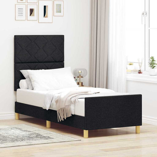 Bedframe met hoofdeinde Zwart 80 x 200 cm Stof is nu te koop bij PeponiXL, paradijselijk wonen!