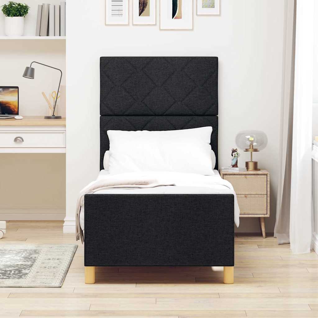 Bedframe met hoofdeinde Zwart 80 x 200 cm Stof is nu te koop bij PeponiXL, paradijselijk wonen!