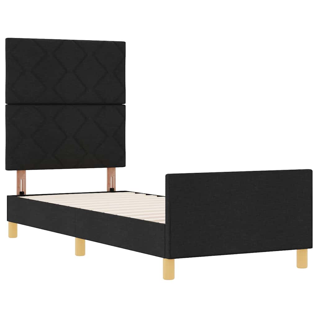 Bedframe met hoofdeinde Zwart 80 x 200 cm Stof is nu te koop bij PeponiXL, paradijselijk wonen!
