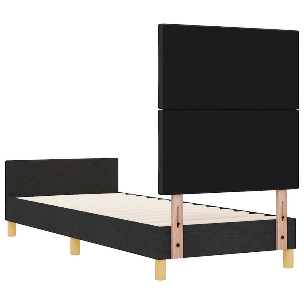 Bedframe met hoofdeinde Zwart 80 x 200 cm Stof is nu te koop bij PeponiXL, paradijselijk wonen!