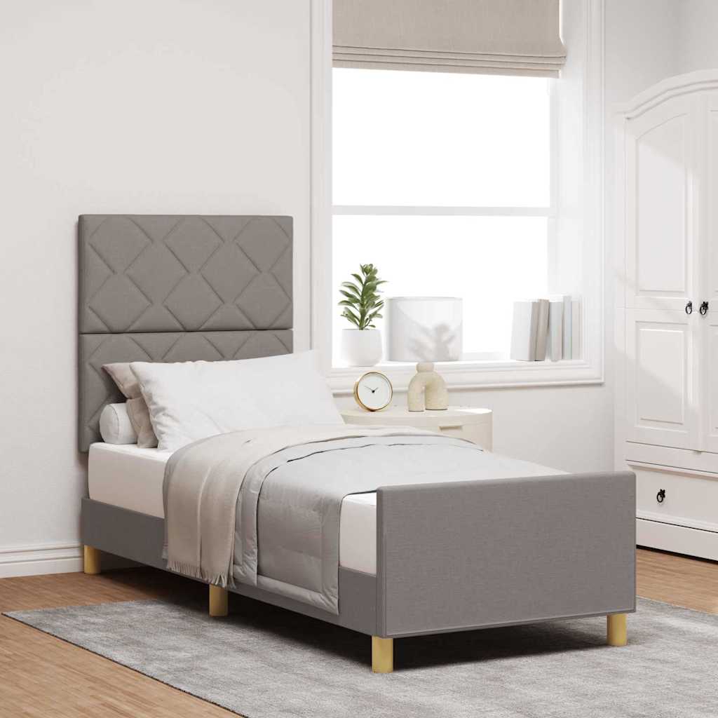 Bedframe met hoofdeinde Taupe 80 x 200 cm Stof is nu te koop bij PeponiXL, paradijselijk wonen!