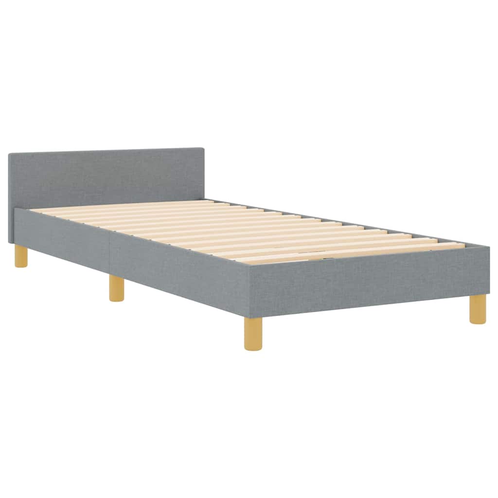 Bedframe met hoofdeinde Lichtgrijs 100 x 200 cm Stof is nu te koop bij PeponiXL, paradijselijk wonen!