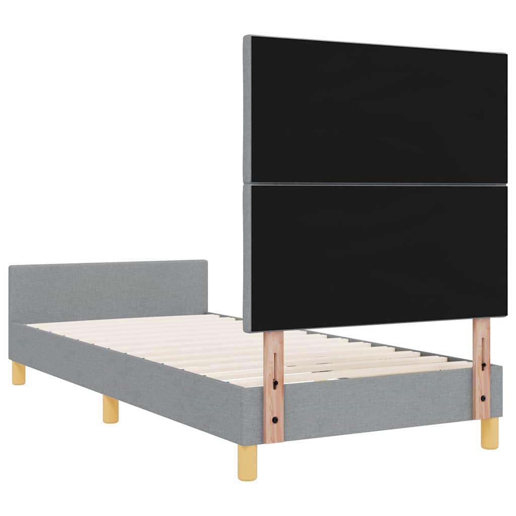 Bedframe met hoofdeinde Lichtgrijs 100 x 200 cm Stof is nu te koop bij PeponiXL, paradijselijk wonen!