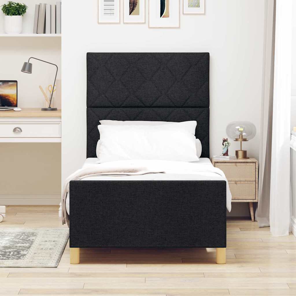 Bedframe met hoofdeinde Zwart 100 x 200 cm Stof is nu te koop bij PeponiXL, paradijselijk wonen!