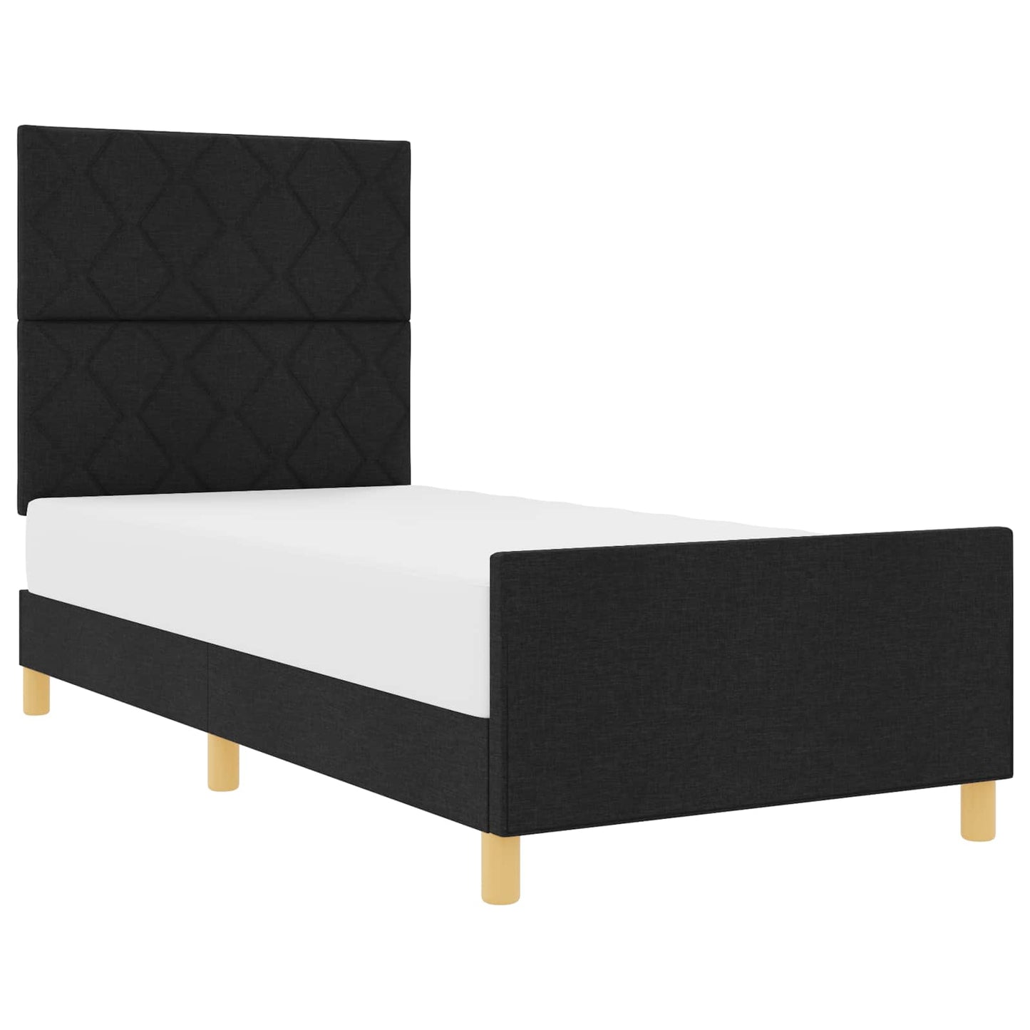 Bedframe met hoofdeinde Zwart 100 x 200 cm Stof is nu te koop bij PeponiXL, paradijselijk wonen!