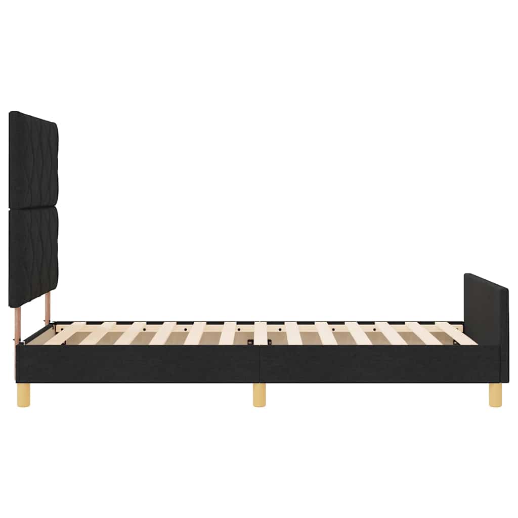Bedframe met hoofdeinde Zwart 100 x 200 cm Stof is nu te koop bij PeponiXL, paradijselijk wonen!