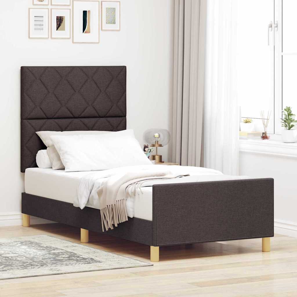 Bedframe met hoofdeinde Donkerbruin 100 x 200 cm Stof is nu te koop bij PeponiXL, paradijselijk wonen!
