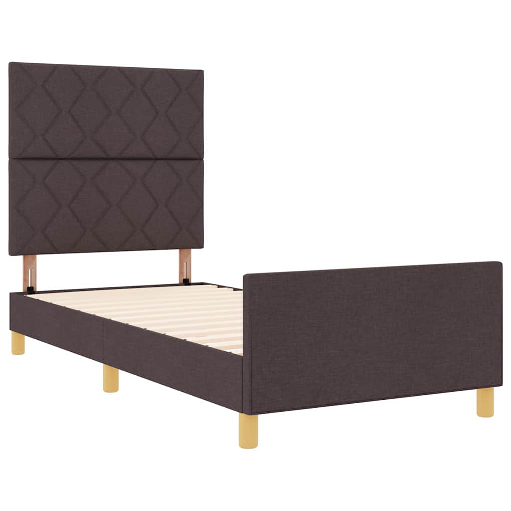 Bedframe met hoofdeinde Donkerbruin 100 x 200 cm Stof is nu te koop bij PeponiXL, paradijselijk wonen!