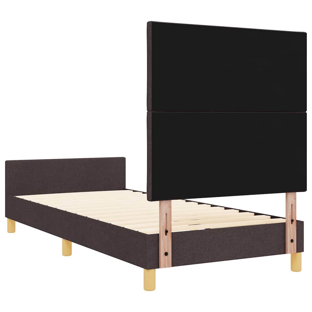 Bedframe met hoofdeinde Donkerbruin 100 x 200 cm Stof is nu te koop bij PeponiXL, paradijselijk wonen!