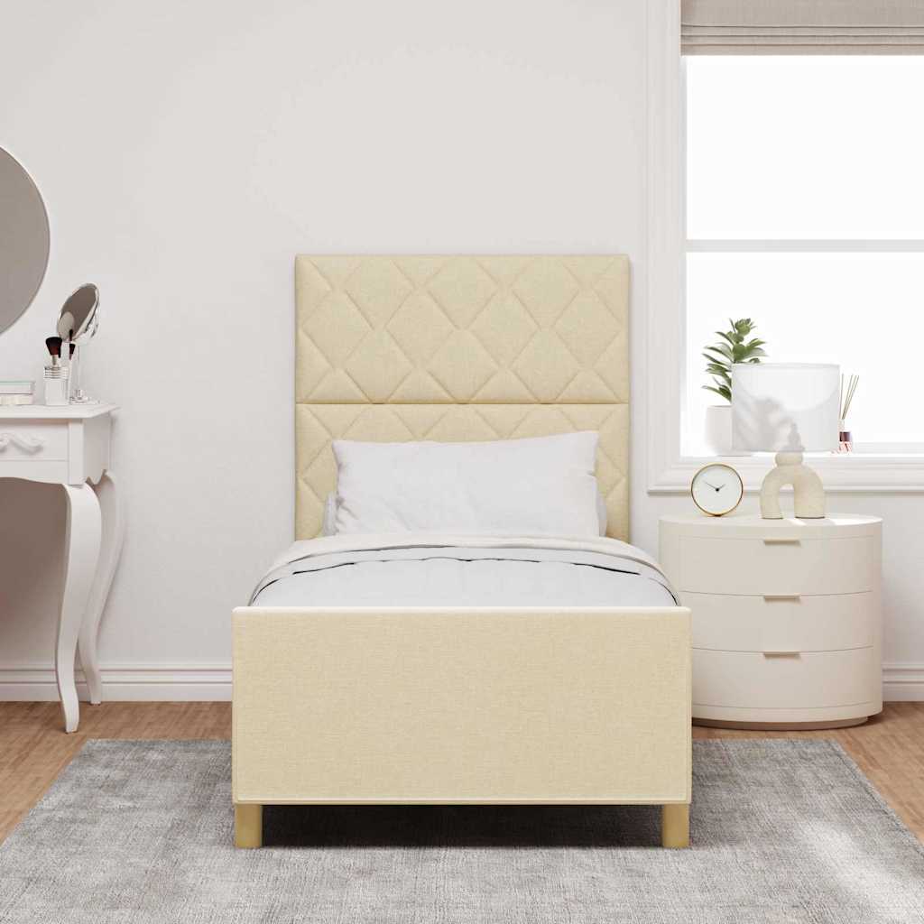 Bedframe met hoofdeinde Crème 100 x 200 cm Stof is nu te koop bij PeponiXL, paradijselijk wonen!