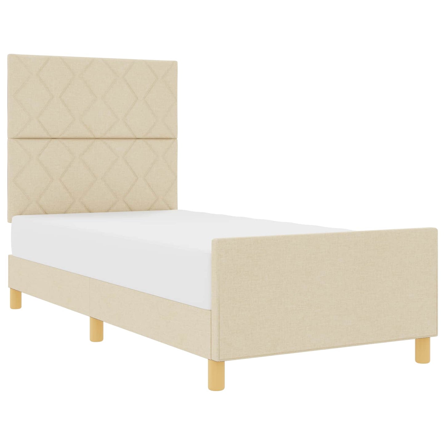 Bedframe met hoofdeinde Crème 100 x 200 cm Stof is nu te koop bij PeponiXL, paradijselijk wonen!