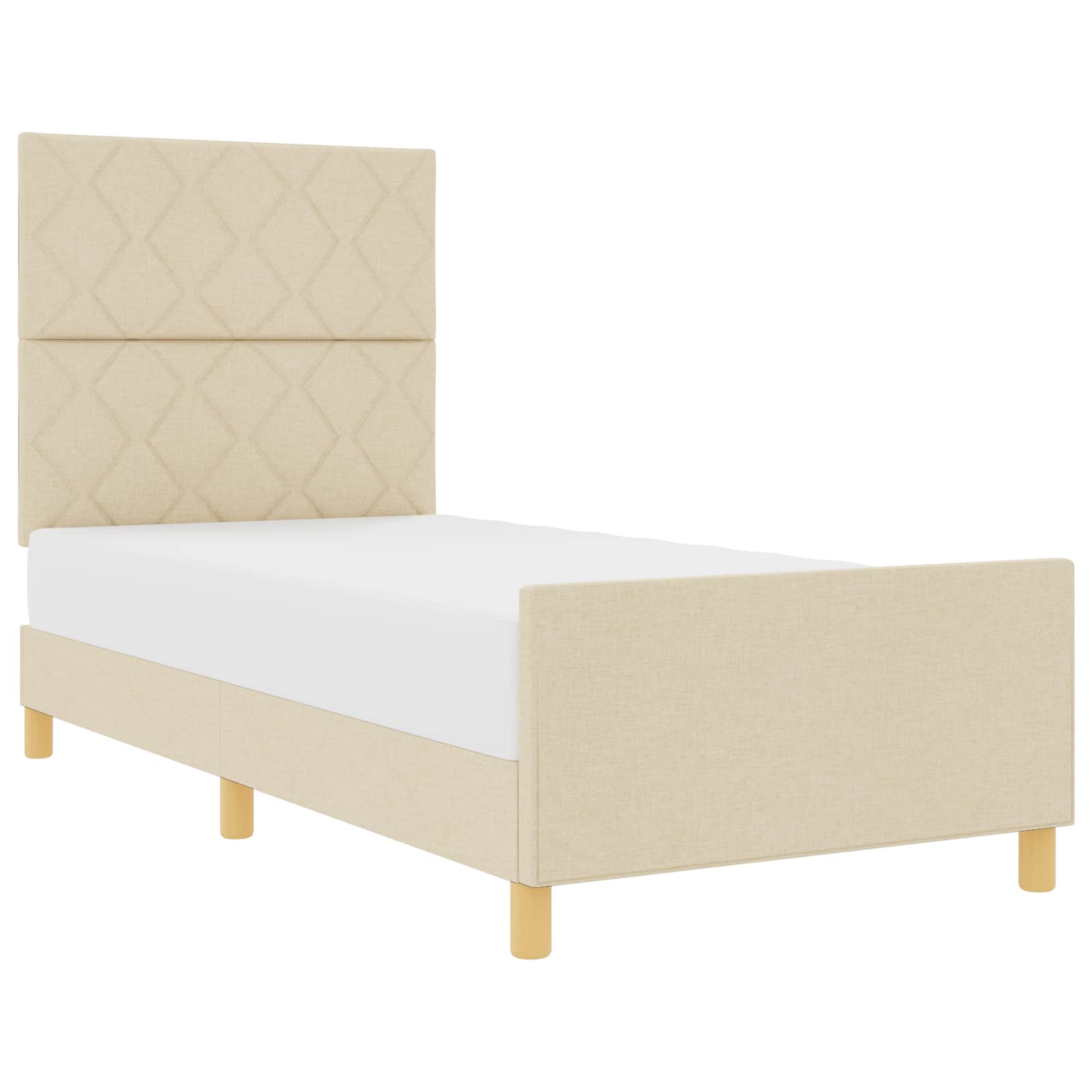 Bedframe met hoofdeinde Crème 100 x 200 cm Stof is nu te koop bij PeponiXL, paradijselijk wonen!