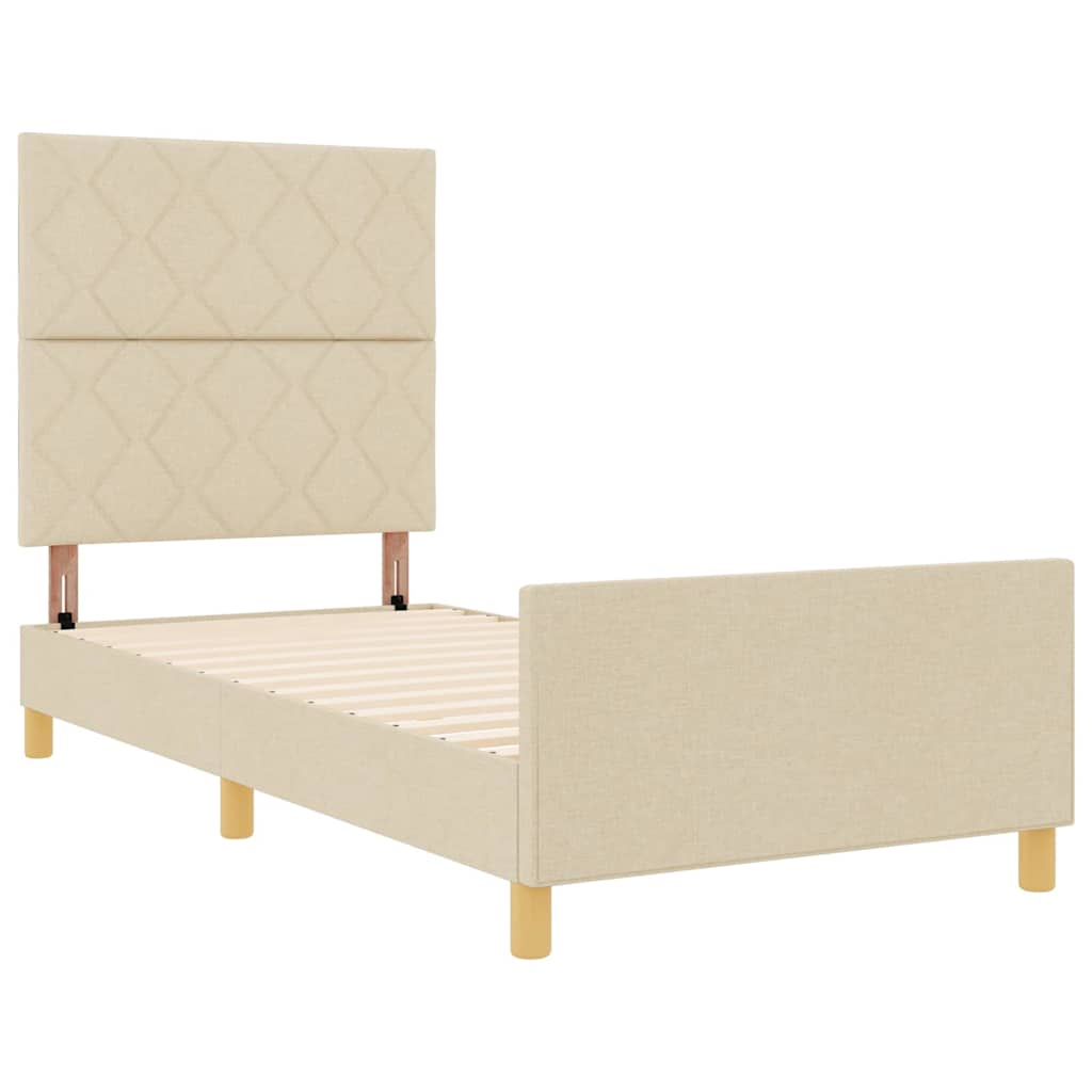 Bedframe met hoofdeinde Crème 100 x 200 cm Stof is nu te koop bij PeponiXL, paradijselijk wonen!