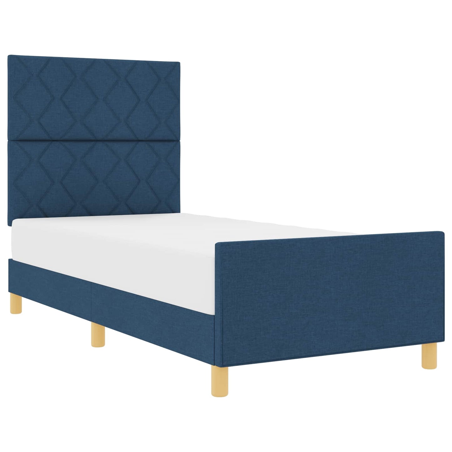 Bedframe met hoofdeinde Blauw 100 x 200 cm Stof is nu te koop bij PeponiXL, paradijselijk wonen!