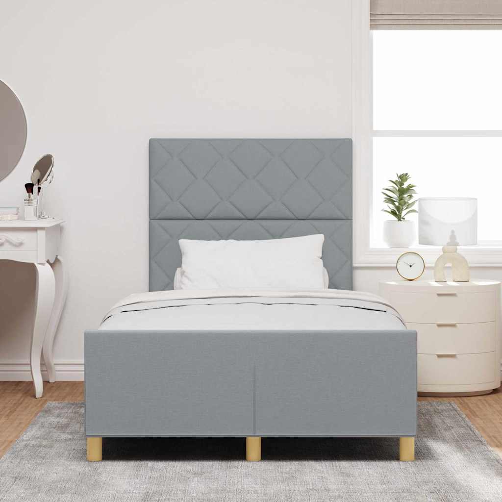 Bedframe met hoofdeinde Lichtgrijs 120 x 190 cm Stof is nu te koop bij PeponiXL, paradijselijk wonen!