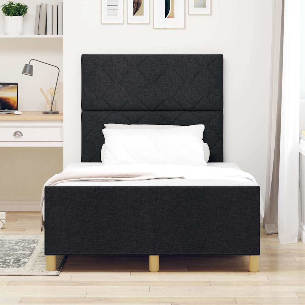Bedframe met hoofdeinde Zwart 120 x 190 cm Stof is nu te koop bij PeponiXL, paradijselijk wonen!