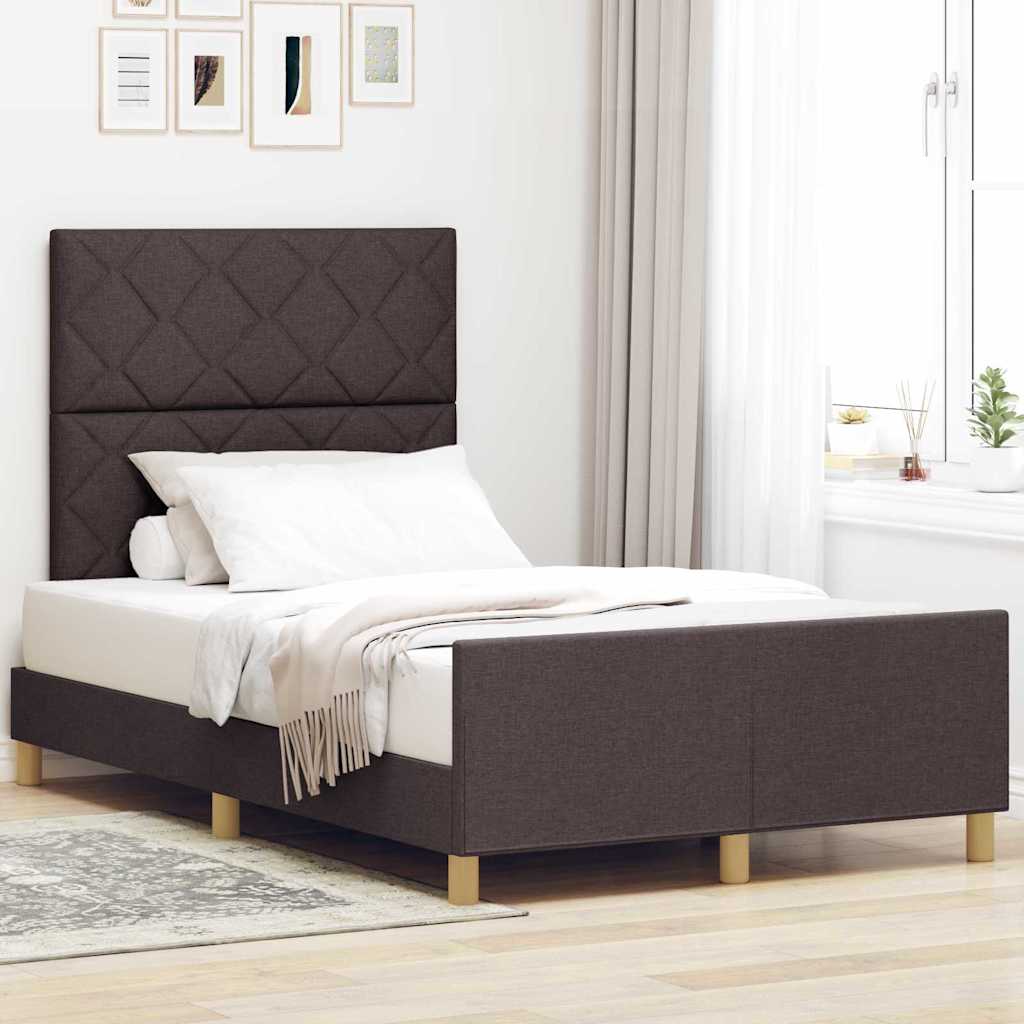 Bedframe met hoofdeinde Donkerbruin 120 x 190 cm Stof is nu te koop bij PeponiXL, paradijselijk wonen!
