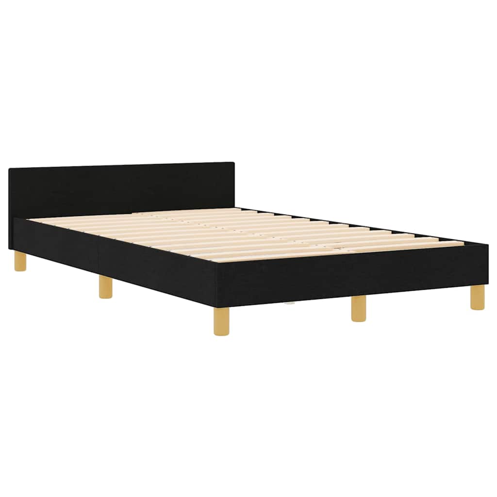Bedframe met hoofdeinde Zwart 120 x 200 cm Stof is nu te koop bij PeponiXL, paradijselijk wonen!