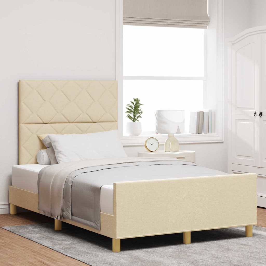 Bedframe met hoofdeinde Crème 120 x 200 cm Stof is nu te koop bij PeponiXL, paradijselijk wonen!