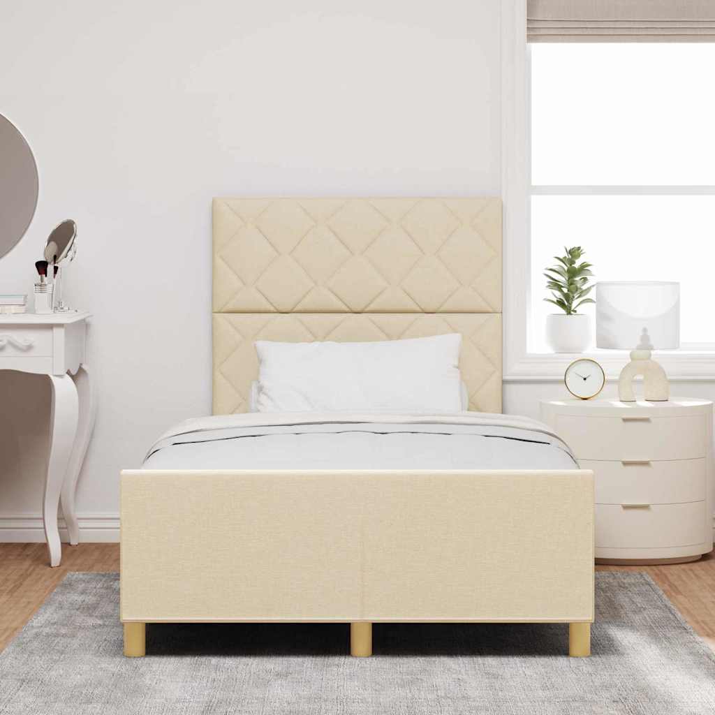 Bedframe met hoofdeinde Crème 120 x 200 cm Stof is nu te koop bij PeponiXL, paradijselijk wonen!