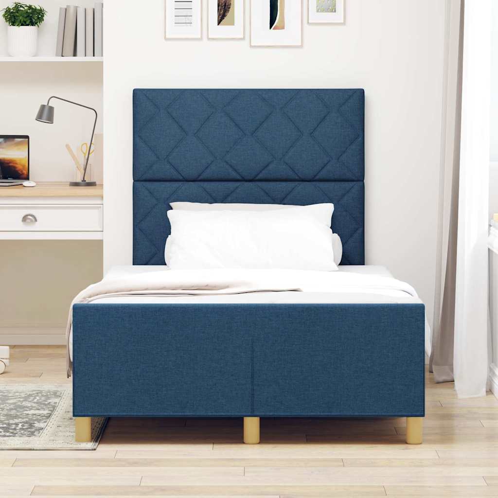 Bedframe met hoofdeinde Blauw 120 x 200 cm Stof is nu te koop bij PeponiXL, paradijselijk wonen!