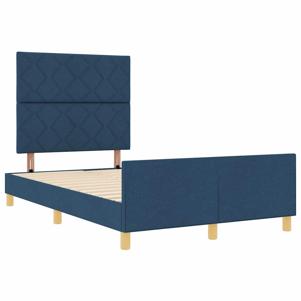 Bedframe met hoofdeinde Blauw 120 x 200 cm Stof is nu te koop bij PeponiXL, paradijselijk wonen!