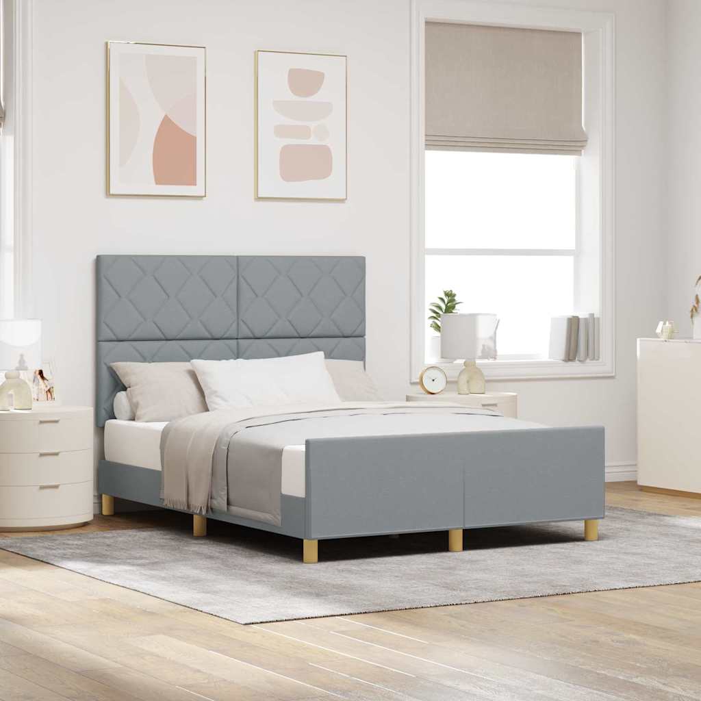 Bedframe met hoofdeinde Lichtgrijs 160 x 200 cm Stof is nu te koop bij PeponiXL, paradijselijk wonen!