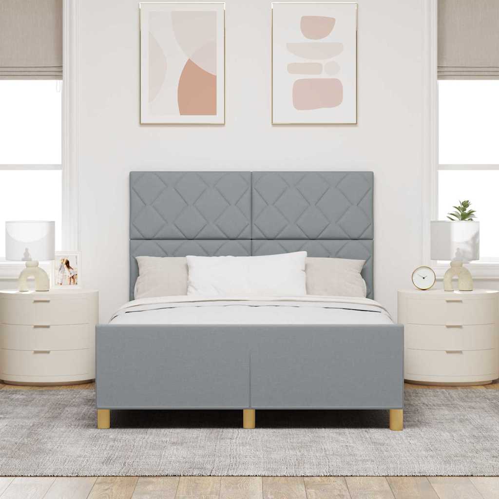 Bedframe met hoofdeinde Lichtgrijs 160 x 200 cm Stof is nu te koop bij PeponiXL, paradijselijk wonen!