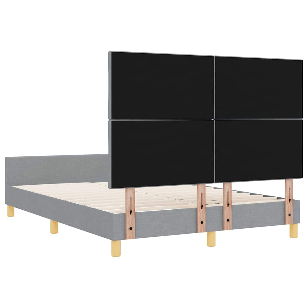 Bedframe met hoofdeinde Lichtgrijs 160 x 200 cm Stof is nu te koop bij PeponiXL, paradijselijk wonen!