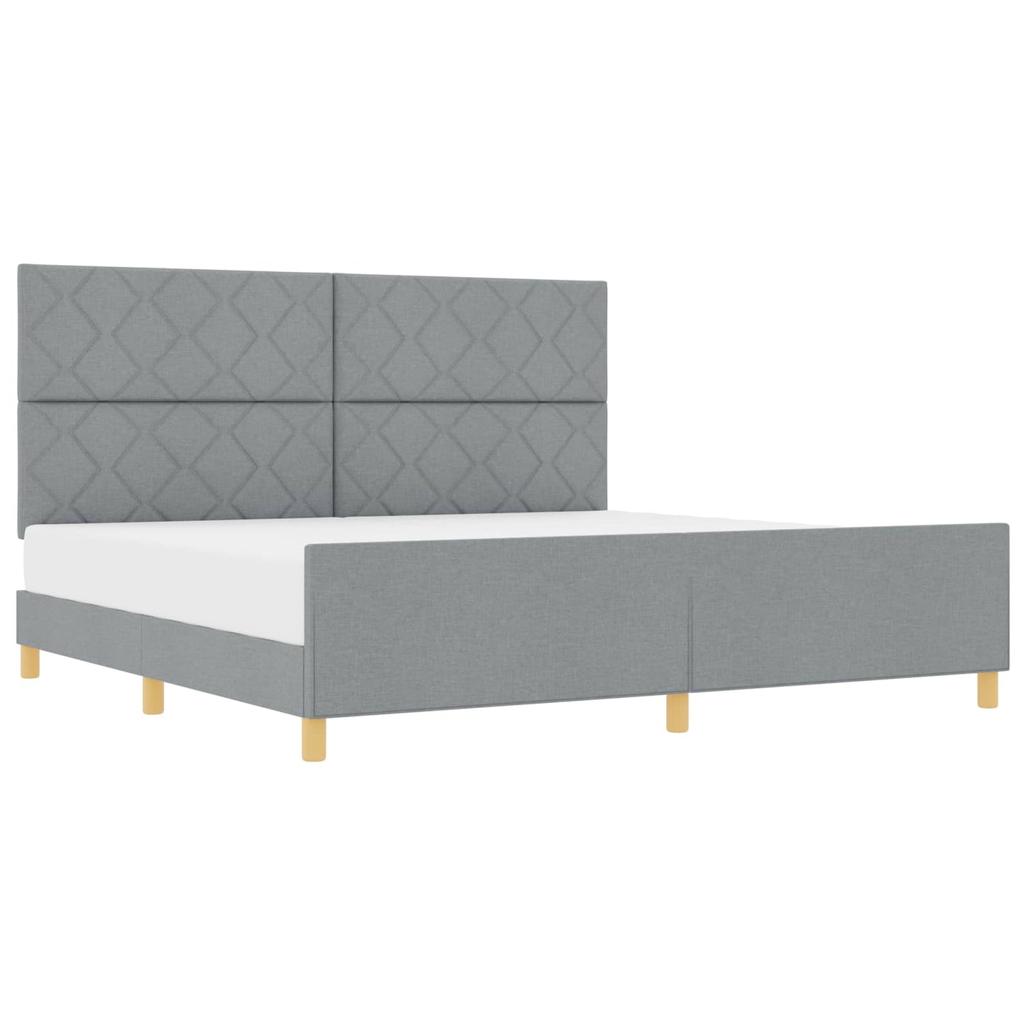 Bedframe met hoofdeinde Lichtgrijs 200 x 200 cm Stof is nu te koop bij PeponiXL, paradijselijk wonen!